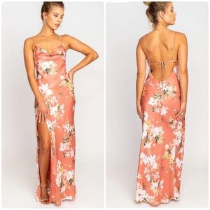RESA Floral Backless Dress in Peach and White